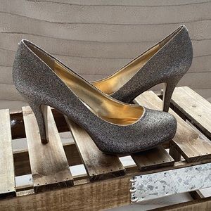 Madden Girl “Getta” Silver Sparkly Heel